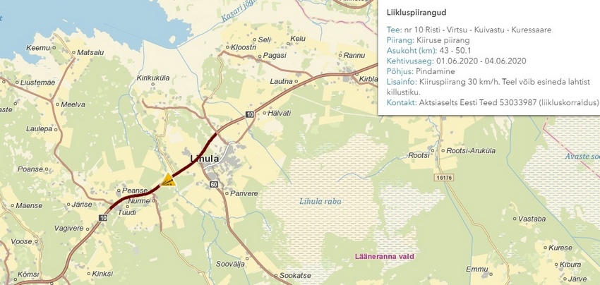 Lihula–Tuudi lõigu km 43–50 pindamine